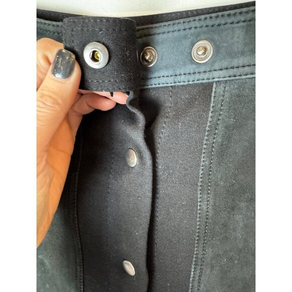 Theory Skirt Women 6 Black Suede Detail Snap Front A Line Slyn Skirt Corpcore - Picture 7 of 8